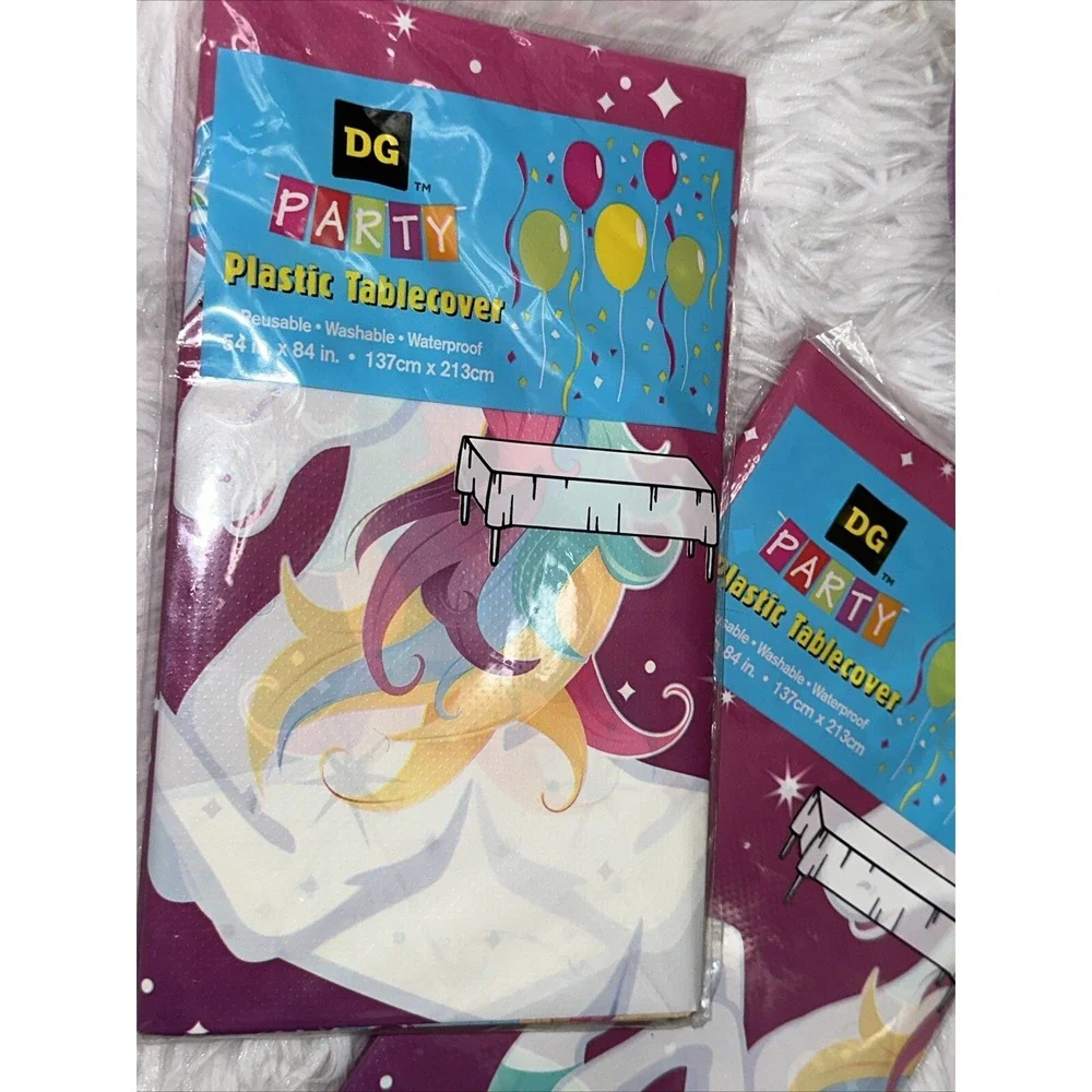 DG Party Dazzling Rainbow Unicorn Birthday Supplies Plates Napkins Tablecloth